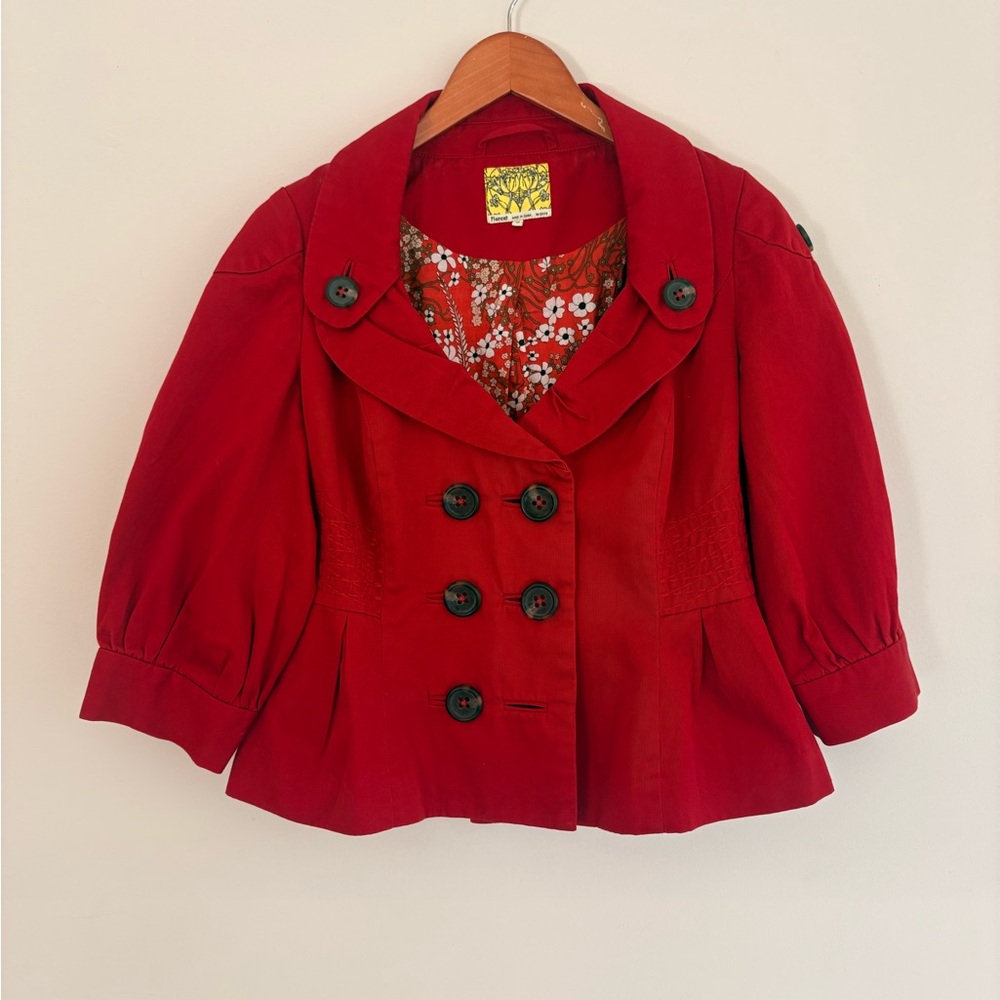 Floreat Cherry Red Peplum Blazer